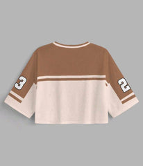 V-neck partial mesh T-shirt