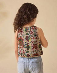 Girls’ Floral Pattern Vest – Adorable Summer Top (4Y–7Y)