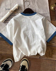 EZwear Blue Floral Hibiscus T-Shirt for Women – Summer Casual Top