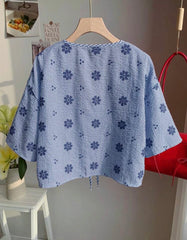 Comfortcana Plaid Floral Embroidered Women’s Shirt – Casual Woven Top