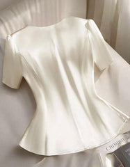 Clasi Women’s Elegant Single-Breasted Short Sleeve Shirt – Chic Summer Top