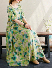 Plus-Size Women’s Summer Print Dress – Casual Bohemian Beach Style