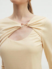 BizChic Women’s Hollow Neck Long Sleeve Top – Elegant Autumn/Winter Style