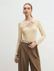 BizChic Women’s Hollow Neck Long Sleeve Top – Elegant Autumn/Winter Style