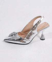 Women’s High Heel Pearl Floral Backstrap Pumps