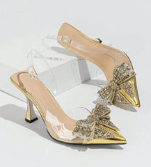 Women’s Rhinestone Butterfly Mule Heels