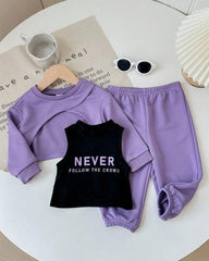 Baby Girl Knitted Letter Print Vest & Pants Set