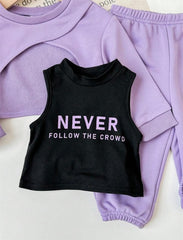 Baby Girl Knitted Letter Print Vest & Pants Set