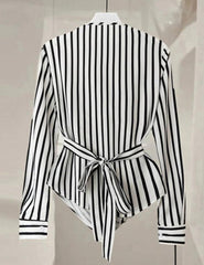 Women’s Stripe Tie-Back V-Neck Midi Dress | GlowEve