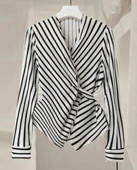 Women’s Stripe Tie-Back V-Neck Midi Dress | GlowEve