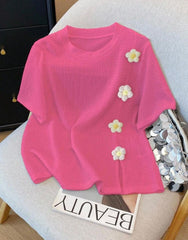 Women’s 3D Floral Print T-Shirt | Franclia Casual Top