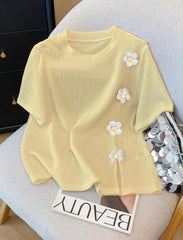 Women’s 3D Floral Print T-Shirt | Franclia Casual Top