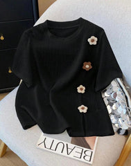 Women’s 3D Floral Print T-Shirt | Franclia Casual Top