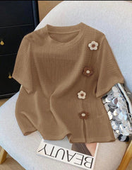 Women’s 3D Floral Print T-Shirt | Franclia Casual Top