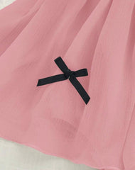 Baby Girl Pink Bow Strap Romper | Summer Outfit