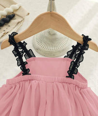 Baby Girl Pink Bow Strap Romper | Summer Outfit