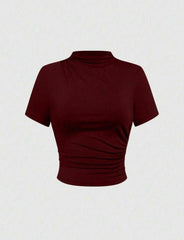 Women’s Plus Size Burgundy Knit Top & Skirt Set | Clasi