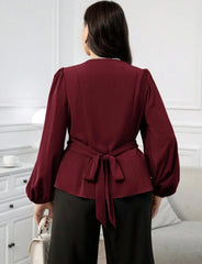 Plus Size Lantern Sleeve Blouse for Women | Modelyn