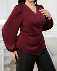 Plus Size Lantern Sleeve Blouse for Women | Modelyn