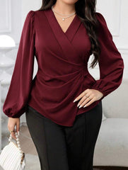 Plus Size Lantern Sleeve Blouse for Women | Modelyn