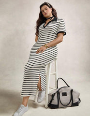 Plus Size V-Neck Polo Collar Maxi Dress | Zelara