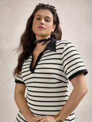 Plus Size V-Neck Polo Collar Maxi Dress | Zelara