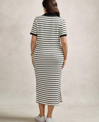 Plus Size V-Neck Polo Collar Maxi Dress | Zelara