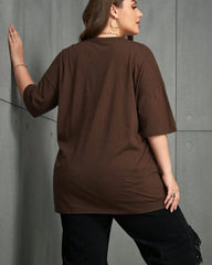 Plus Size Women’s Coffee Print T-Shirt | INAWLY