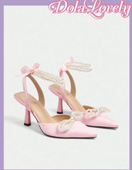 Women’s Pearl Bow High Heel Pumps | Dola Spring Shoes