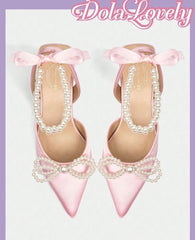 Women’s Pearl Bow High Heel Pumps | Dola Spring Shoes