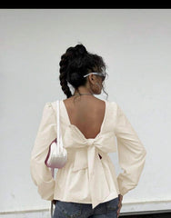 Women’s Tie Backless Blouse | INAWLY Autumn Top