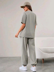 Women’s Letter Print T-Shirt & Jogger Pants Set | Mulvari 2-Piece