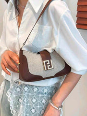 Women’s French Linen Patchwork Shoulder Bag | Large Capacity 2025
