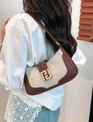 Women’s French Linen Patchwork Shoulder Bag | Large Capacity 2025