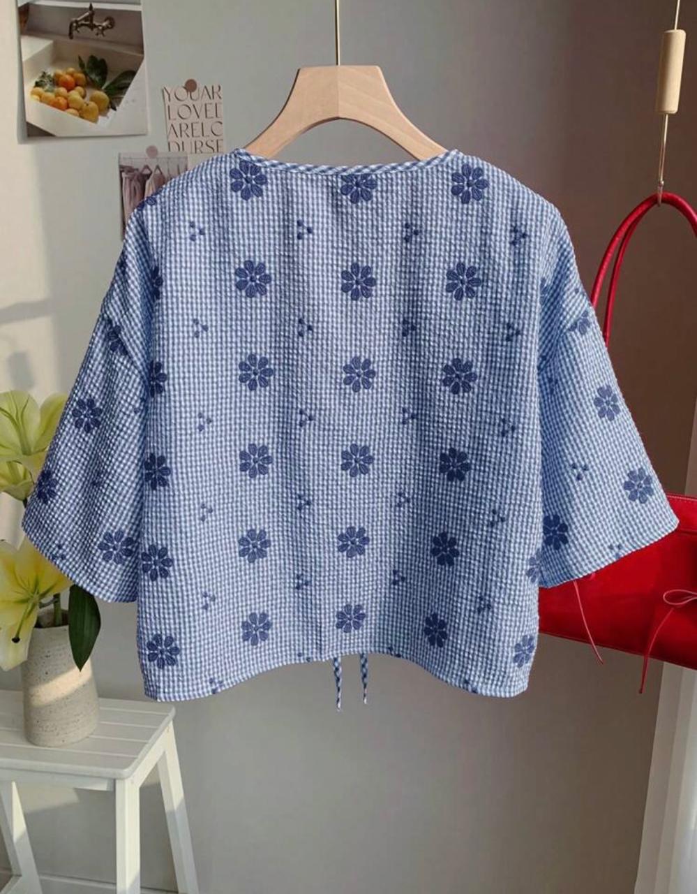 Comfortcana  Plaid Floral Embroidered Women’s Shirt – Casual Woven Top