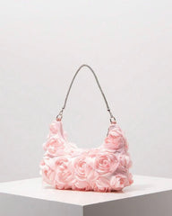 Elegant 3D Rose Flower Shoulder Bag – Women’s Party &amp; Wedding Purse