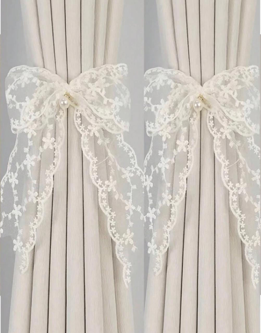 Bowknot Curtain Tie Backs – Adjustable Satin Ribbon with Tassel Decor