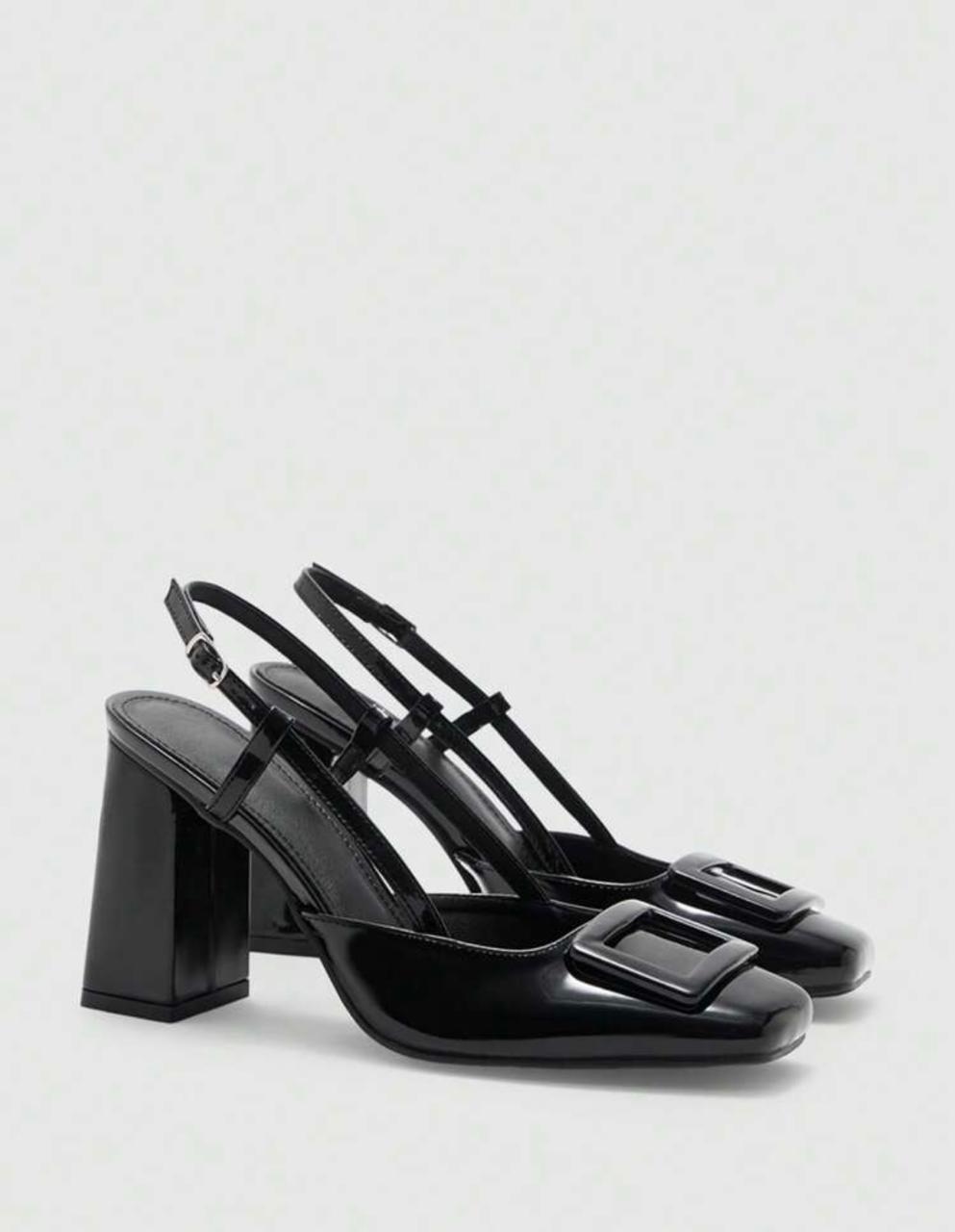 BizChic Women’s Square Toe Chunky Heel Buckle Strap Shoes – Minimalist Daily &amp; Party Style