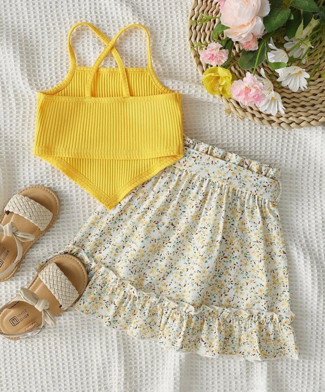 Baby Girl Cami Top & Floral Skirt Set