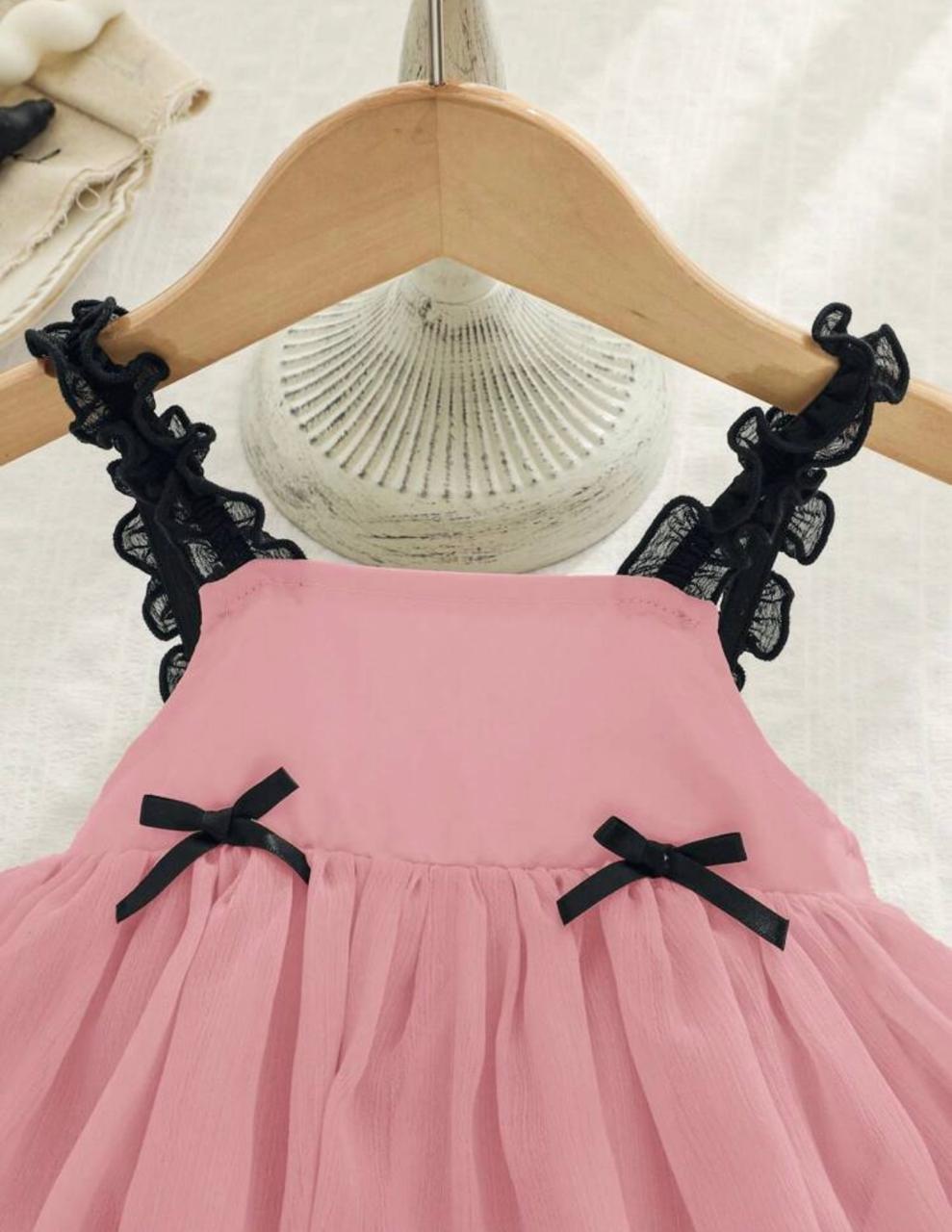 Baby Girl Pink Bow Strap Romper | Summer Outfit