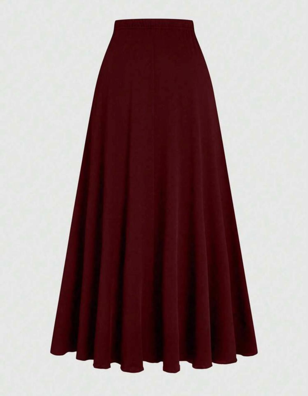 Women’s Plus Size Burgundy Knit Top & Skirt Set | Clasi