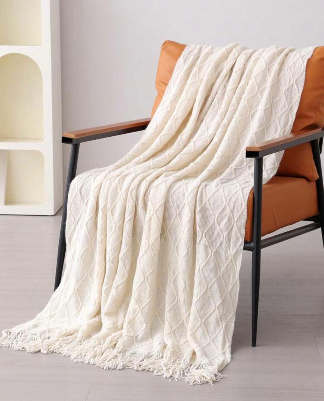 Solid Color Knitted Plaid Blanket | X Milania Throw