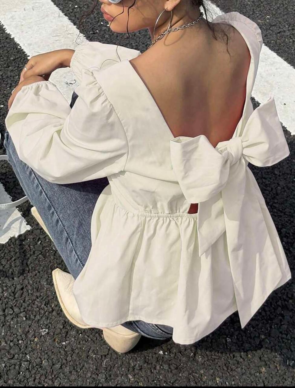 Women’s Tie Backless Blouse | INAWLY Autumn Top