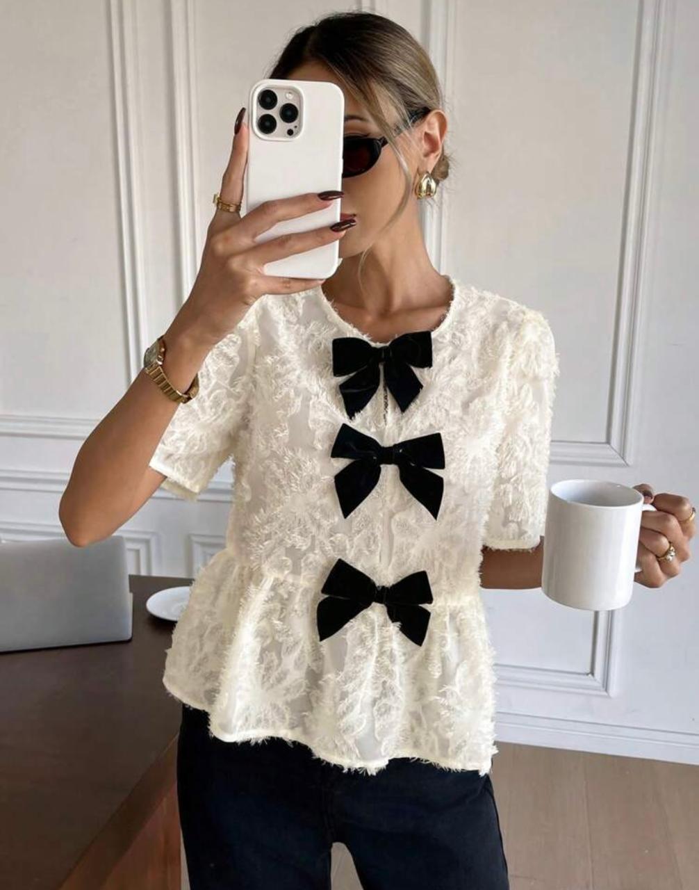 Women’s Elegant Bowknot Chiffon Shirt | Serisse Summer Top