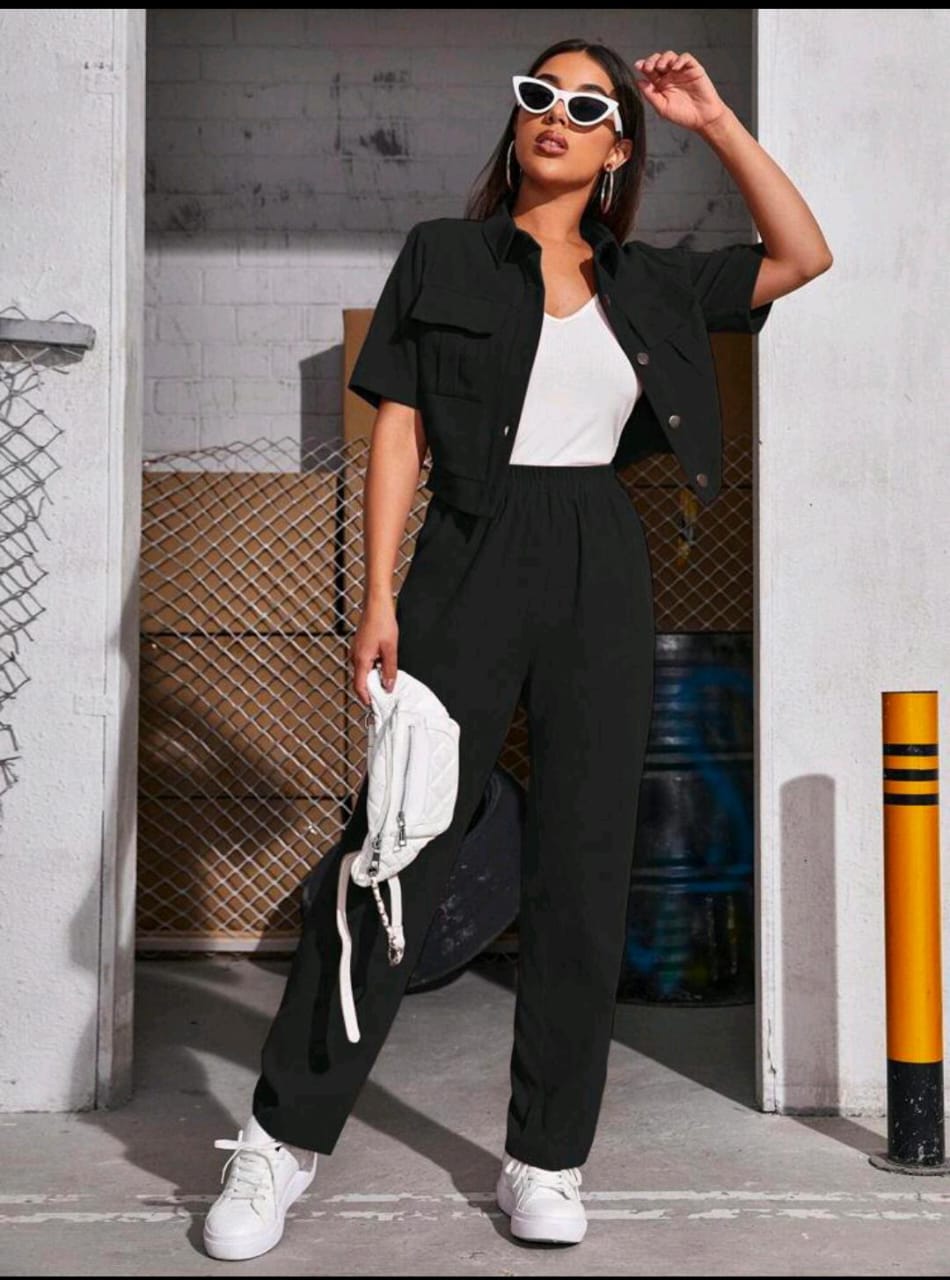 Women’s Solid Color Shirt & Pants Set | Mulvari 2-Piece Outfit