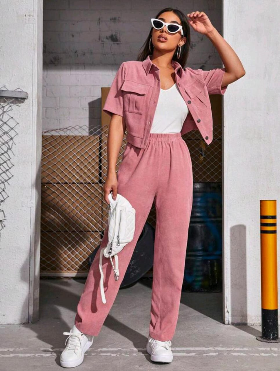 Women’s Solid Color Shirt & Pants Set | Mulvari 2-Piece Outfit