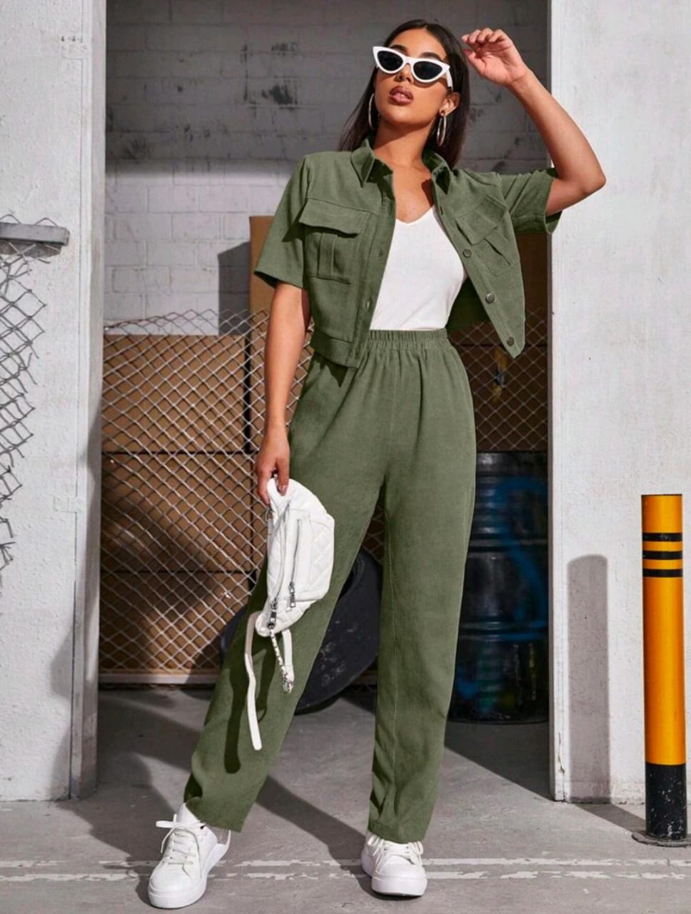 Women’s Solid Color Shirt & Pants Set | Mulvari 2-Piece Outfit