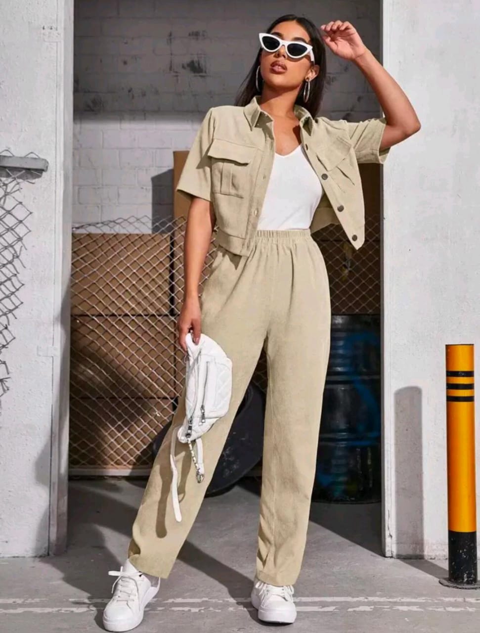 Women’s Solid Color Shirt & Pants Set | Mulvari 2-Piece Outfit