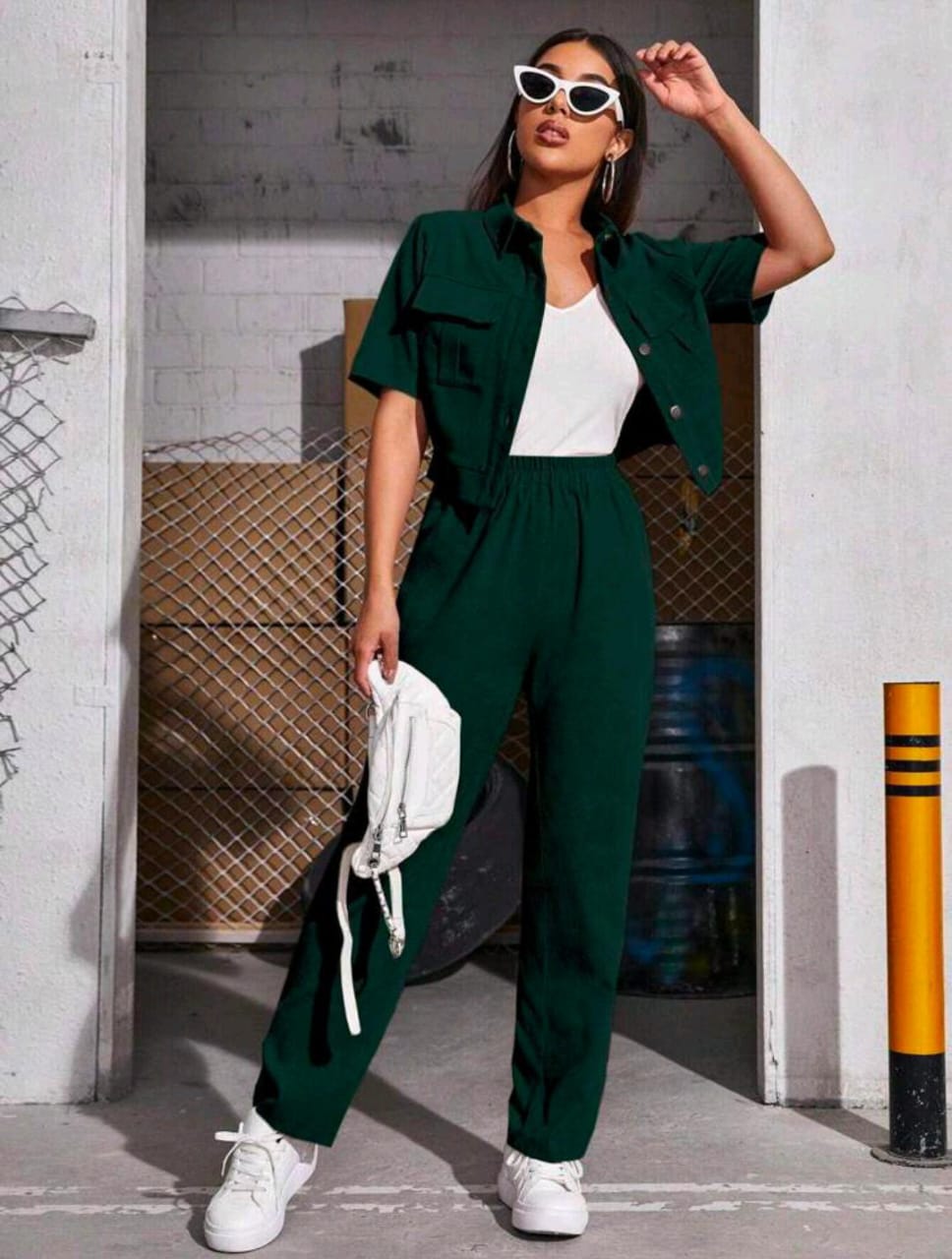 Women’s Solid Color Shirt & Pants Set | Mulvari 2-Piece Outfit