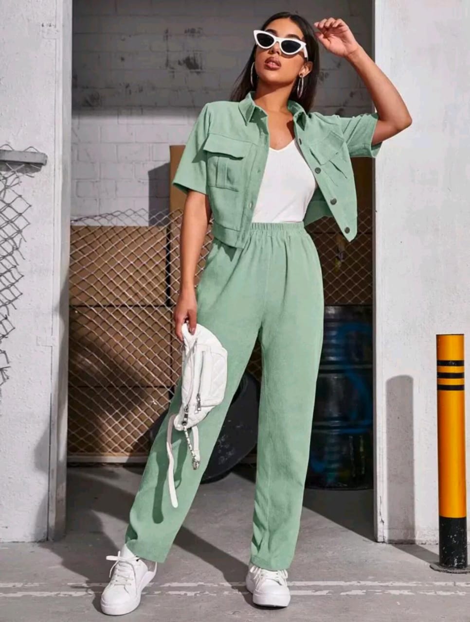 Women’s Solid Color Shirt & Pants Set | Mulvari 2-Piece Outfit